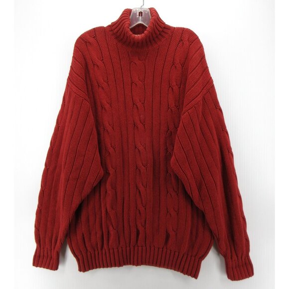 VINTAGE Banana Republic Sweater XL Wool Blend Turtleneck Cable Knit 90s - Picture 1 of 9